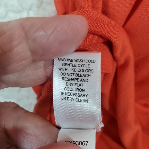 Cable & Gauge Peachy Orange Soft Sleeveless Button Front Tie Waist Shirt Size L - Picture 4 of 8